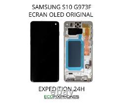 Ecran Samsung Galaxy S10 Blanc G973f Sur Chassis Original Remis A Neuf