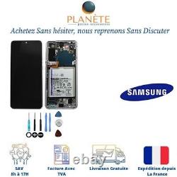 Original Ecran LCD Blanc Sur Châssis et Batterie Pour Samsung Galaxy S21 5G G900
