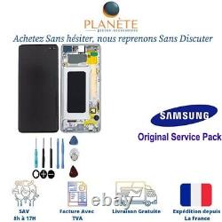 Original Ecran LCD Complet Blanc Sur Châssis Pour Samsung Galaxy S10+ G975F